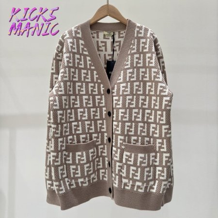 Fendi Knitting Cardigan Sweater Brown