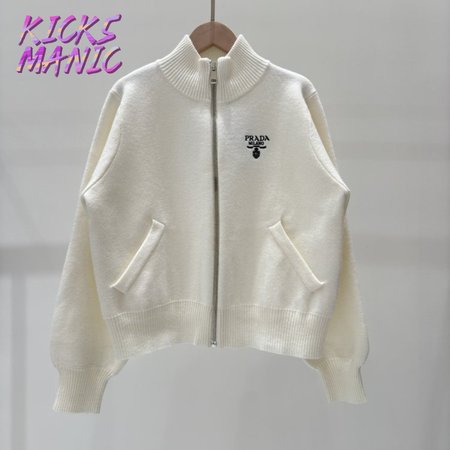 Prada Turtleneck Zip-up Wool Coat