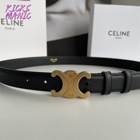 Celine Triomphe Arc De Triomphe Buckle Calfskin Belt 2.5cm