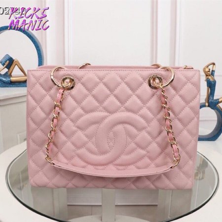 Chanel Pink Quilted Caviar Timeless CC Tote Bag