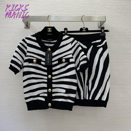 Chanel Zebra-print Knitted Two-piece Suit