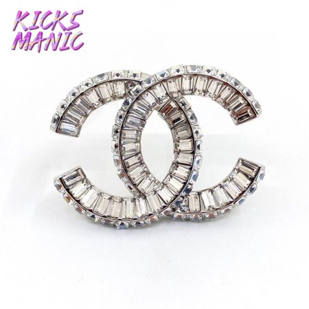 Chanel Strass CC Brooch Silver