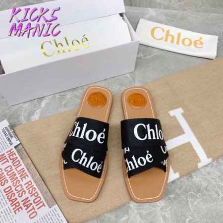 Chloe Woody Black Slide Sandals