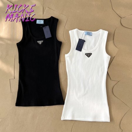 Prada Cotton Tank Top Black White