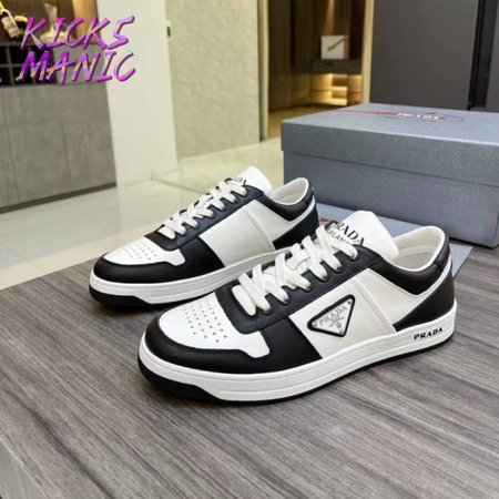 Prada Downtown Low Top Sneakers Leather White Black