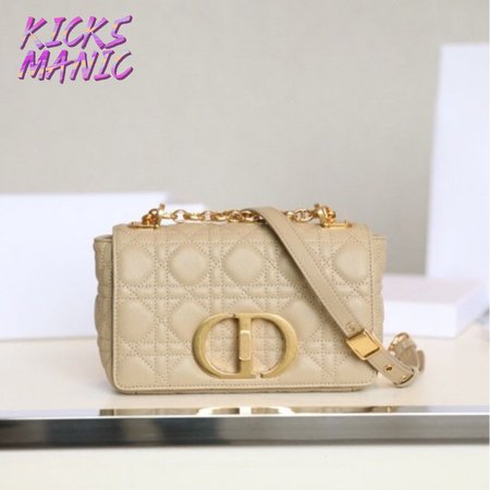 Small Dior Caro Bag Beige Soft Calfskin Cannage