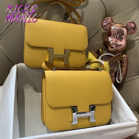 Hermes Constance 18 Jaune Ambre Verso Evercolor Palladium Hardware