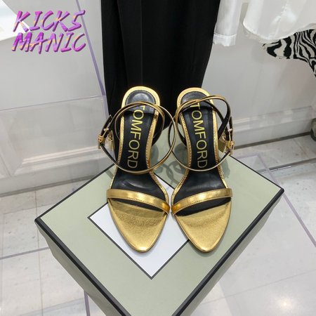 Tom Ford Padlock Metallic Leather Sandals