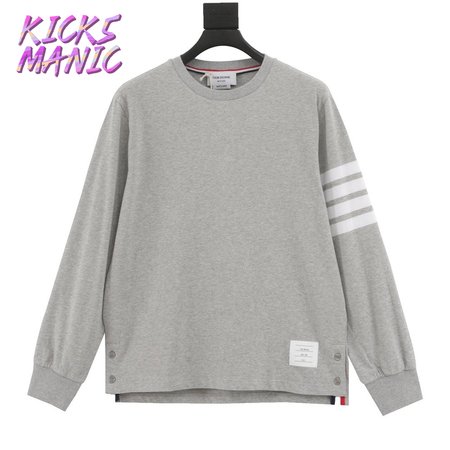 Thom Browne L/S Rugby Tee - Light Grey