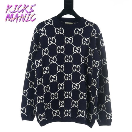 Gucci GG All Over Crewneck Sweater Navy
