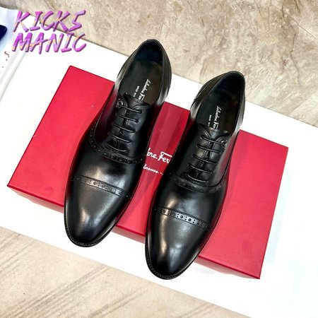Salvatore Ferragamo Boston Black Cap Toe Loafers