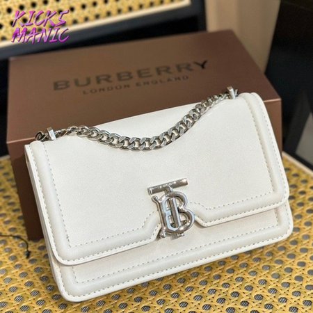 Burberry Leather Small TB Bag White