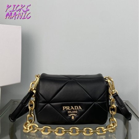 Prada System Nappa Patchwork Shoulder Bag Black 1BD292