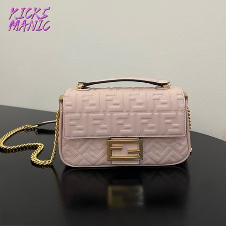 Fendi Baguette Chain Midi Pink Nappa Leather Bag