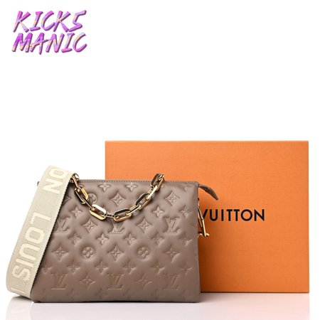 Lambskin Embossed Monogram Coussin PM Taupe