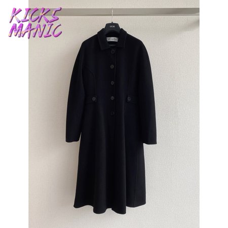 Dior Single-Breasted Long Double-Faced Cashmere Coat Black