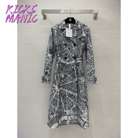 Dior Trench Coat White And Black Technical Taffeta With Plan De Paris Motif