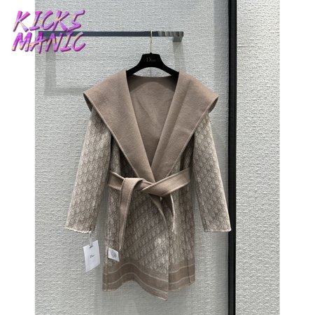 Dior Logo Reversible Wool Mid-Length Hooded Coat