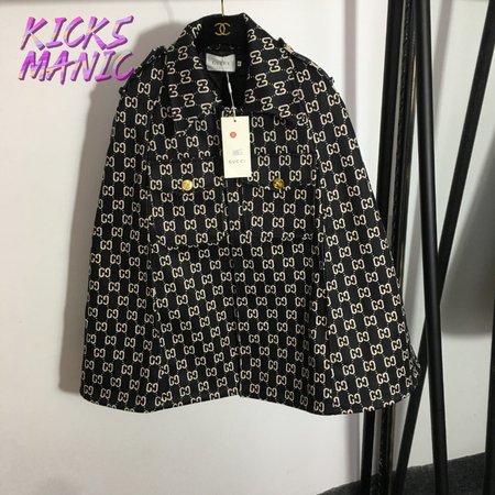 Gucci Double G Letter Print Woolen Cape Coat