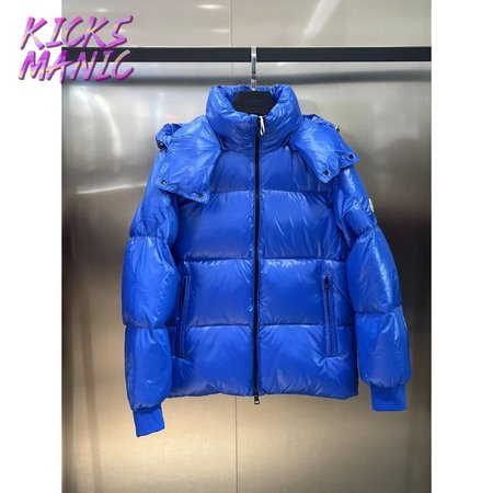 Moncler Autumn And Winter Hooded Down Jacket Blue