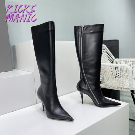 Balenciaga Autumn And Winter Pointed Toe Zipper Boots