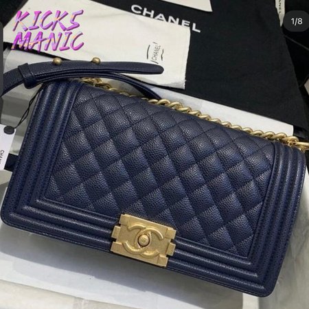 Chanel Boy Navy Blue Caviar Bag