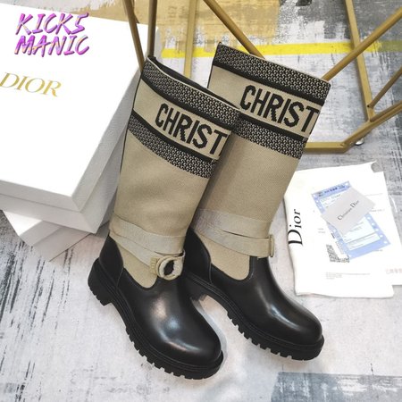Dior D-Major Boot Taupe and Black Technical Fabric and Black Calfskin 35-41