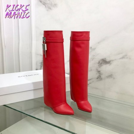 Givenchy Shark Lock Boots In Leather Red 35-39
